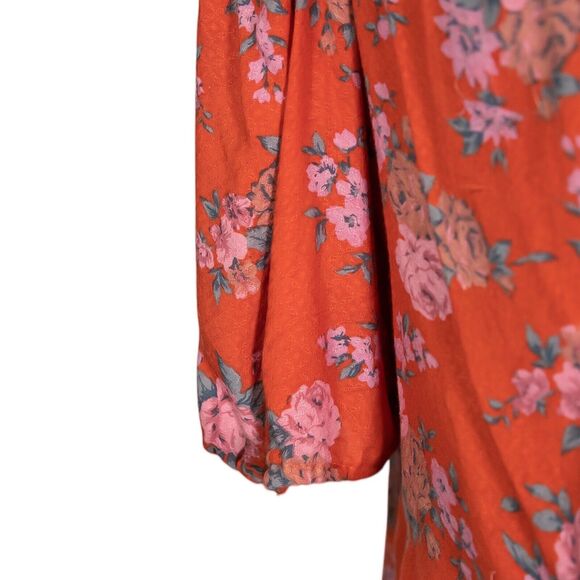 Free People Women's Shirt Button Up Floral Tie Front Boho Oversized Crop Top S - Picture 9 of 9